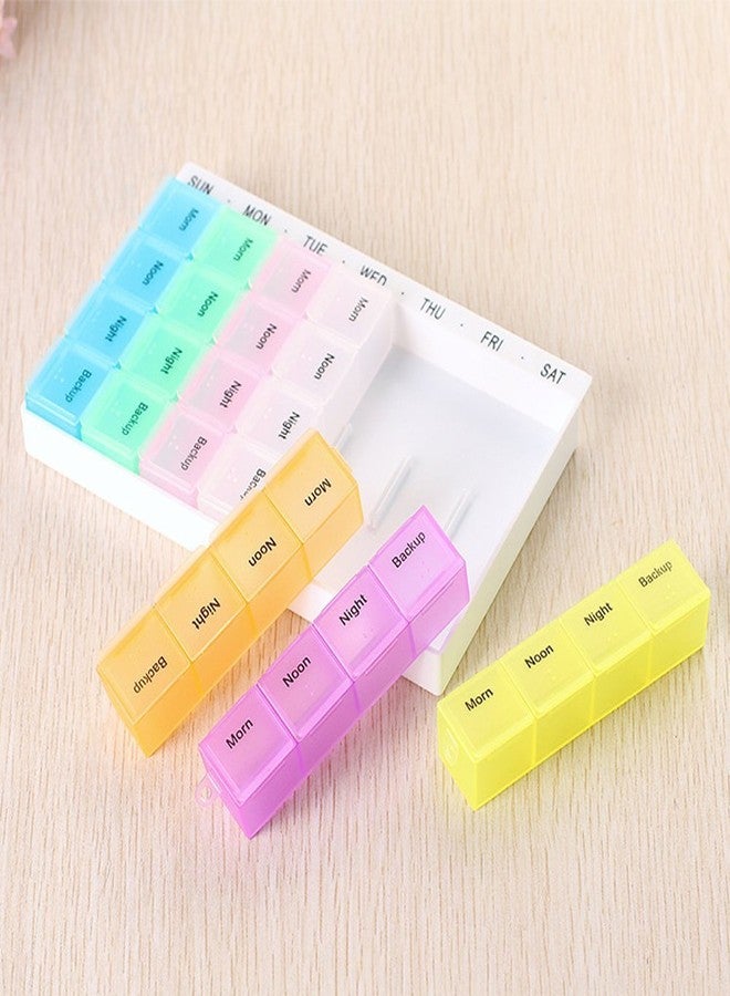 ATETO Pill Medicine Organizer | 7 Day Weekly Pill Case | Colorful Weekly Travel Pill Planner| Portable Travel Kits | Dust-Proof Box For Pills/Vitamin/Supplements (Plastic, Set of 1) - Image 3